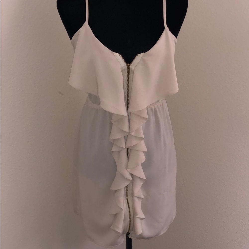 Cream and Gold Zip Up Dress